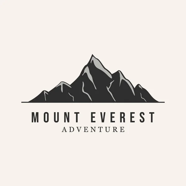 Montanha Everest Linha Arte Design Logotipo Vetor Silhueta — Vetor de Stock