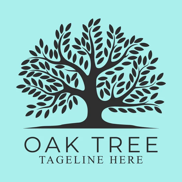 meşe ağacı silueti simge vektör logo tasarımı.