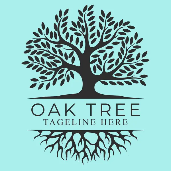 meşe ağacı silueti simge vektör logo tasarımı.
