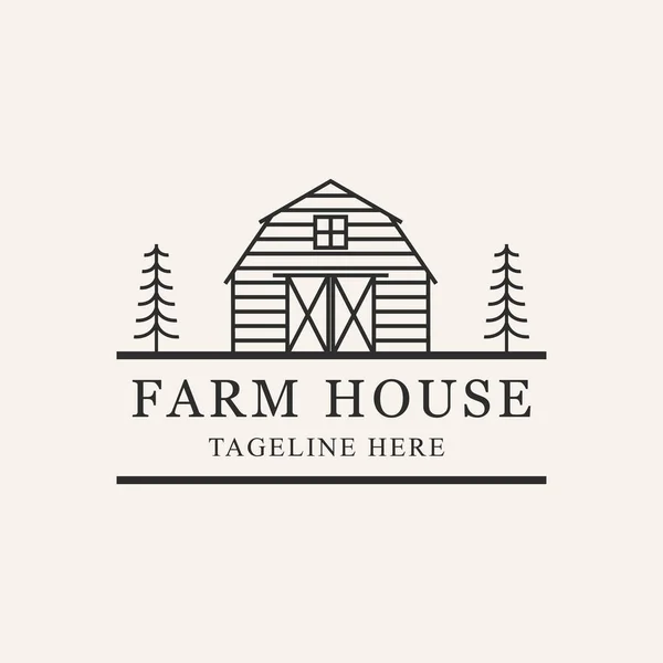 farm or barn house line art logo vector symbol design illustration.