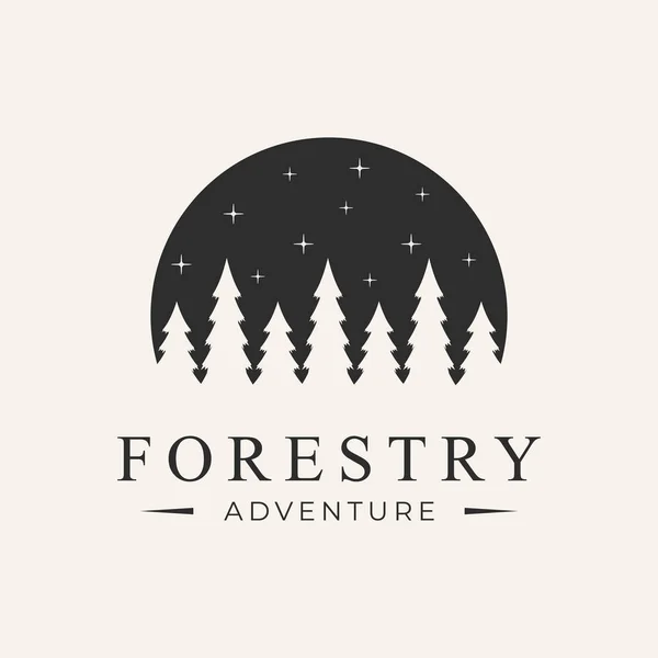 Çam Ormanı Tasarım Vintage Logo Vektörü.