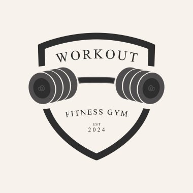 Fitness Spor Salonu Halter Çizgisi Sanat Logosu Tasarım Vektörü.