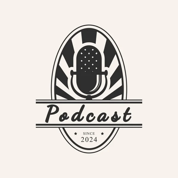 podcast vintage tasarım logo vektörü.