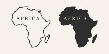 Afrika haritası çizgisi sanat vektörü tasarımı illüstrasyonu.