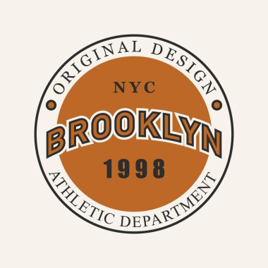Brooklyn New York t-shirt baskısı logo vektör çizimi.