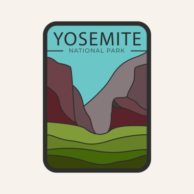 Yosemite Ulusal Park posterinin arka plan sanat vektörü tasarımı illüstrasyonu.