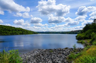 View of the Aabachtalsperre near Bad Wuennenberg. Aabach dam with the surrounding nature.