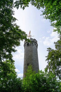 Bilstein Tower in Marsberg. Old lookout tower at Niedermarsberg on the west side of Mount Bilstein.