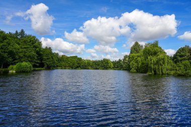 Paddling pond in Bad Wnnenberg. Nature in the park with a small lake.