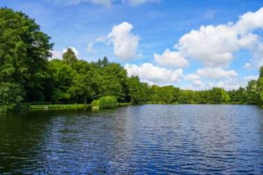 Paddling pond in Bad Wnnenberg. Nature in the park with a small lake.
