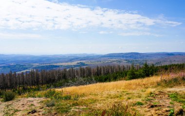 View of the surrounding landscape from the Wurmberg in the Harz mountains.
