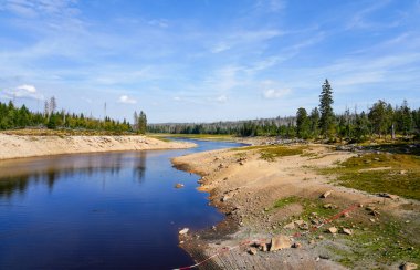 Oderteich dam in the Harz mountains, near Braunlage. Landscape at the lake in Lower Saxony with the surrounding nature.