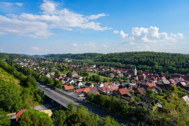 Landscape on the Steinberg in the landscape protection area in Herzberg am Harz, Lower Saxony. View from the mountain to the surrounding nature.