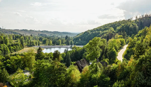 Soesetalsperre Osterode Harz View Reservoir Surrounding Idyllic Nature Landscape Lake — Stockfoto