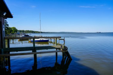 View of the Steinhuder Meer near Hanover in Lower Saxony. Landscape at the lake with the surrounding nature.