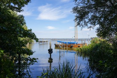 View of the Steinhuder Meer near Hanover in Lower Saxony. Landscape at the lake with the surrounding nature.