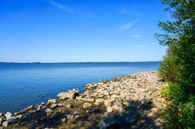 View of the Steinhuder Meer near Hanover in Lower Saxony. Landscape at the lake with the surrounding nature.
