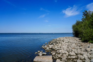 View of the Steinhuder Meer near Hanover in Lower Saxony. Landscape at the lake with the surrounding nature.