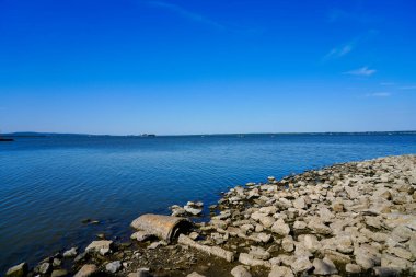 View of the Steinhuder Meer near Hanover in Lower Saxony. Landscape at the lake with the surrounding nature.