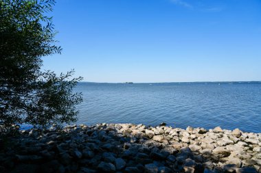 View of the Steinhuder Meer near Hanover in Lower Saxony. Landscape at the lake with the surrounding nature.