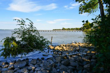 View of the Steinhuder Meer near Hanover in Lower Saxony. Landscape at the lake with the surrounding nature.