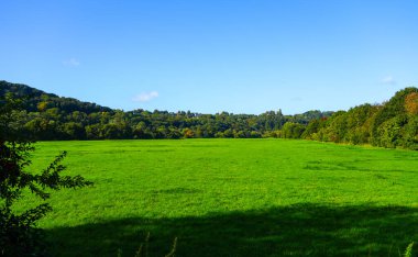 View of Blankenstein Castle with the surrounding landscape. Nature near Hattingen.