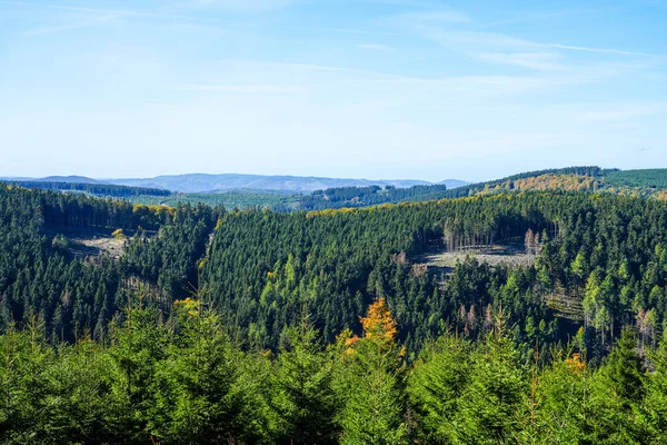 Widok Krajobraz Wokół Ettelsberg Natura Pobliżu Willingen Rothaargebirge Kiszonka — Zdjęcie stockowe