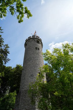 Bilstein Tower in Marsberg. Old lookout tower at Niedermarsberg on the west side of Mount Bilstein.