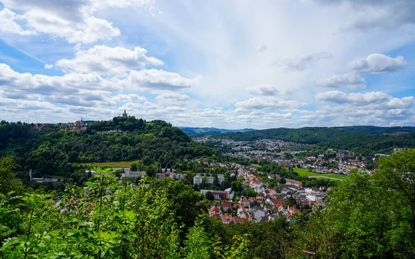 View Marsberg Surrounding Countryside Aerial View View Bilstein Tower — Foto Stock