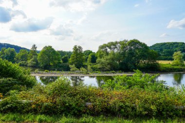 Witten yakınlarındaki Ruhr 'da Doğa Koruma Alanı Hardenstein. Nehir kenarındaki manzara.