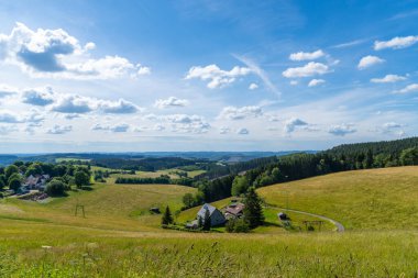 Sauerland, Schomberg 'deki manzara. Lennegebirge 'de Sundern yakınlarında ormanları ve yürüyüş patikaları olan doğa..