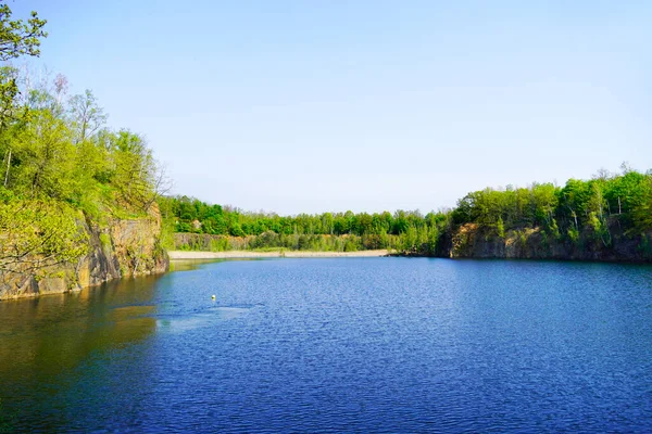 Haselberg Straenteich Vicino Naunhof Paesaggio Con Lago Nella Riserva Naturale — Foto Stock
