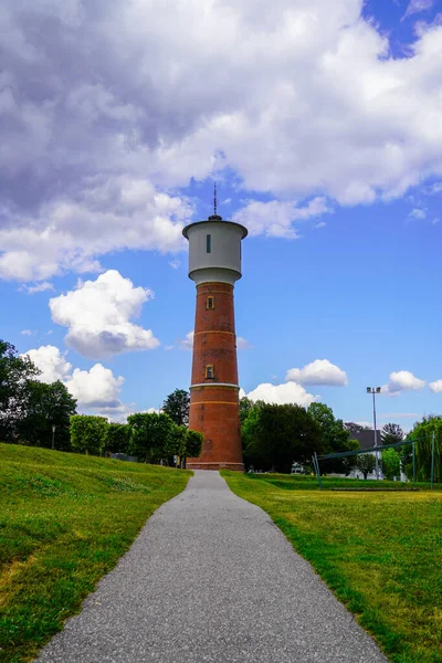 Wieża Ciśnień Ladenburgu Zabytek Miasta Skraju Parku Carla Benza — Zdjęcie stockowe
