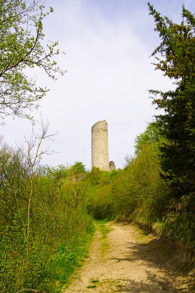 stock image Brandenburg castle ruins near the village of Lauchroeden in Thuringia.