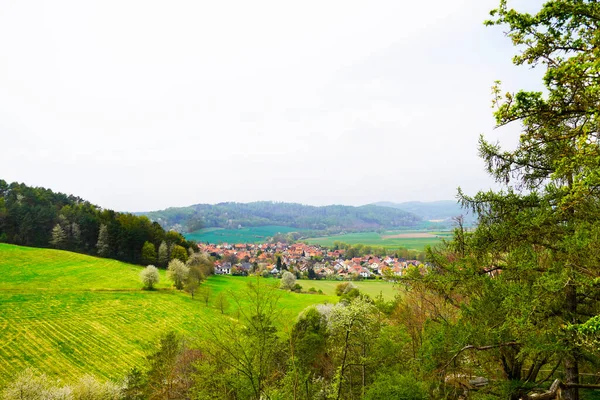 stock image Panoramic view of the countryside in Thuringia, Germany.