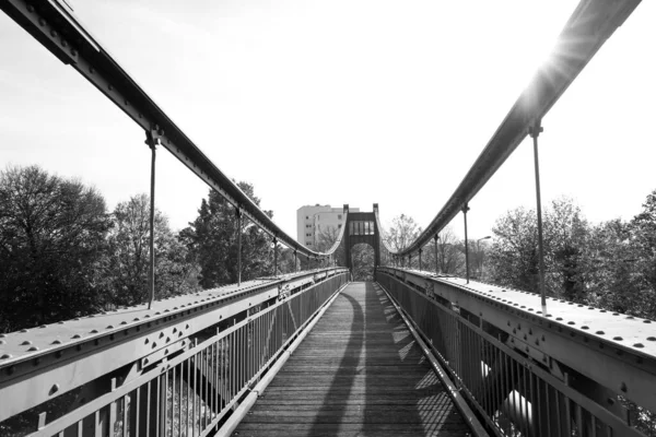 Мост Через Школу Хэмме Пешеходный Мост Через Канал Даттельн Хамм — стоковое фото