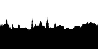Dresden silueti. Siyah beyaz resimleme.