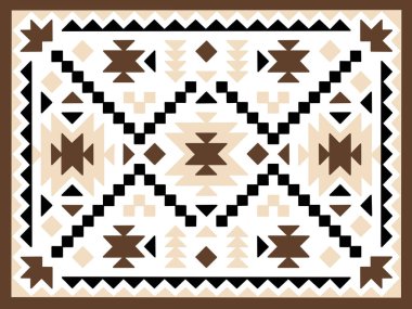 Navajo deseni. İllüzyon. Siyah, kahverengi ve beyaz renkler
