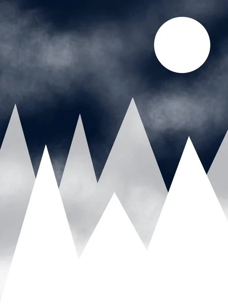 Абстрактная Иллюстрация Горы Ночью Лунном Свете Современное Искусство — стоковое фото
