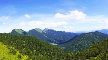 Garmisch-Partenkirchen, Bavyera yakınlarındaki otuzbir dağı tepeleri. Dağlarla çevrili manzarayı yukarıdan izle.