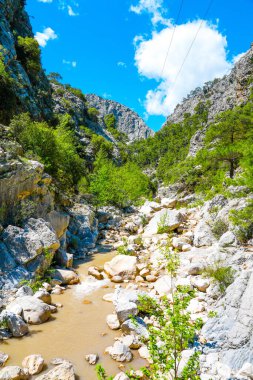 Goynuk Kanyonu Kemer yakınlarında. Kayalar ve geçitlerle donanımlı bir manzara. Türkiye 'de Doğa.