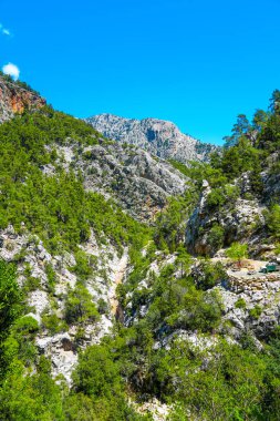 Goynuk Kanyonu Kemer yakınlarında. Kayalar ve geçitlerle donanımlı bir manzara. Türkiye 'de Doğa.