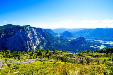 Avusturya 'daki Salzkammergut' ta Altaussee yakınlarındaki Loseralm 'daki manzara. Styria 'daki Kaybeden Bağış Dağları' nın panoramik manzaralı doğa.