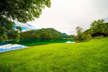 Hintersteiner 'da manzara Tyrol' da Scheffau yakınlarında. Avusturya 'daki Wilder Kaiser doğa koruma alanındaki Dağ Gölü' nün İdyllik doğası.