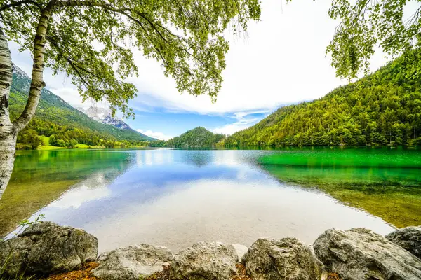 Hintersteiner 'da manzara Tyrol' da Scheffau yakınlarında. Avusturya 'daki Wilder Kaiser doğa koruma alanındaki Dağ Gölü' nün İdyllik doğası.