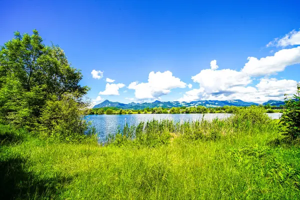 Inntal Dava Arazi Koruma Alanındaki Kreutsee manzarası. Kiefersfelden belediyesinin bölgesindeki taş ocağı gölünde doğa..