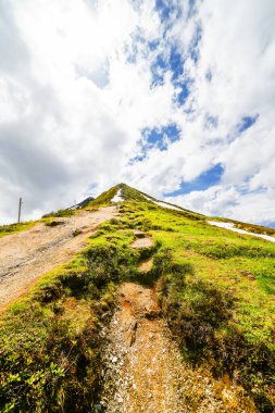 Alpbachtal 'daki Wiedersberger Borusu' nun manzarası. Doğa, dağlar ve Avusturya 'daki Alpbach yakınlarındaki Zillertal Alpler manzarası.