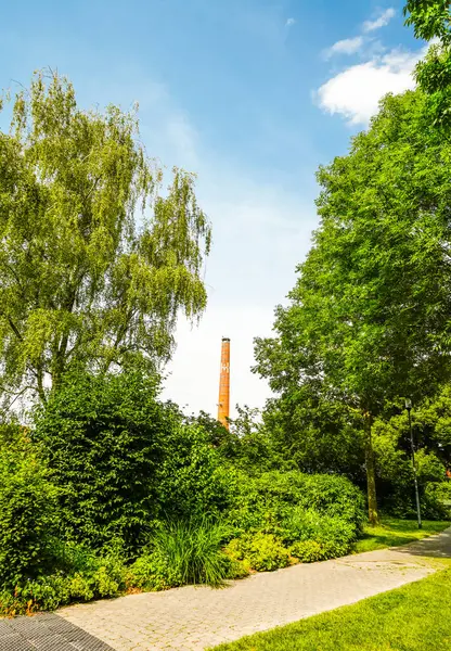 Fuldauenpark 'ın Fulda' da bir kulesi var. Şehirde doğa var..