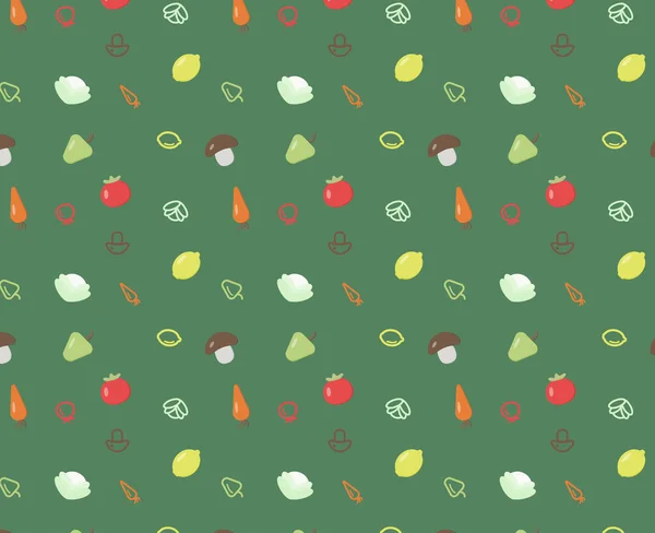 Pattern Linear Flat Vegetables Fruits Design Web Social Networks Postcards — Stock Vector