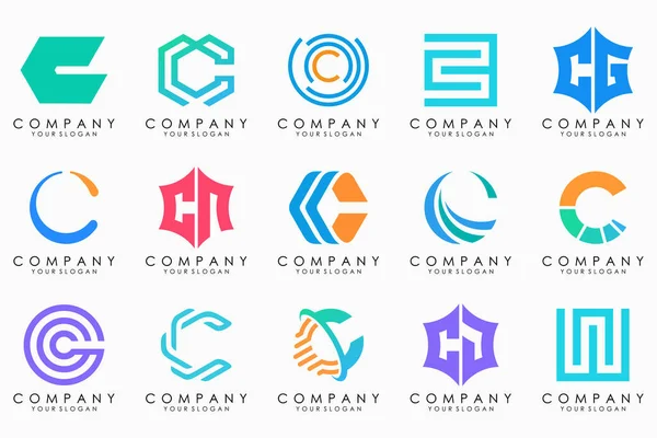 Creative Letter Logo Icon Set Design Business Luxury Elegant Simple — Archivo Imágenes Vectoriales